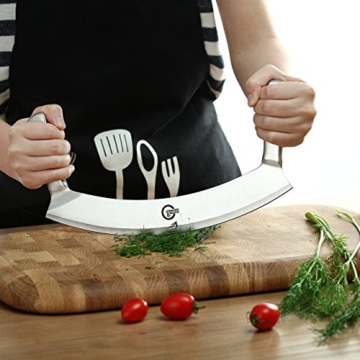 UTHANDO & PASSION 30 cm Wiegemesser/Pizzaschneider - 5 Jahre Garantie - Kraftsparend & Schnell - 7