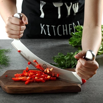 UTHANDO & PASSION 30 cm Wiegemesser/Pizzaschneider - 5 Jahre Garantie - Kraftsparend & Schnell - 8