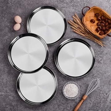 Velaze Pizzablech 4 teilig, Pizzatablett aus 18/8 Edelstahl, antihaftes Backblech, rund, Pizza & Flammkuchen, Pizzaform, ∅ 28 cm - 4
