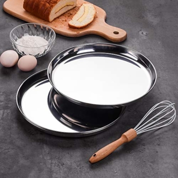 Velaze Pizzablech 4 teilig, Pizzatablett aus 18/8 Edelstahl, antihaftes Backblech, rund, Pizza & Flammkuchen, Pizzaform, ∅ 28 cm - 5
