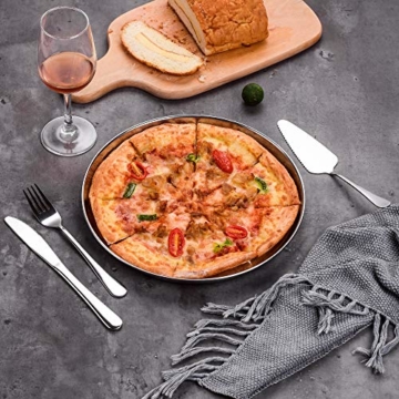 Velaze Pizzablech 4 teilig, Pizzatablett aus 18/8 Edelstahl, antihaftes Backblech, rund, Pizza & Flammkuchen, Pizzaform, ∅ 28 cm - 6