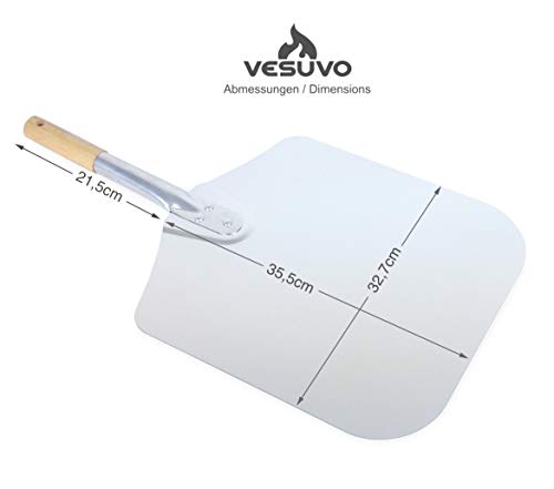 Vesuvo Pizzaschaufel/Pizzaschieber aus Metall - für 30cm Pizza - ideale Länge von 57cm für Innensatz - 2