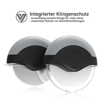 Vomeno® XXL Pizzaroller für perfekte Stücke ohne Kraftaufwand - Profi Pizzaschneider mit integriertem Klingenschutz & Reinigungsfunktion [Edelstahl] - 3