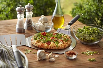 Weber® Pizzaheber, Pizzaschaufel, Pizzaschieber, aus Edelstahl, drehbarer Griff aus Gummi für platzsparende Aufbewahrung, für Pizza, Brot etc., 6691 - 4