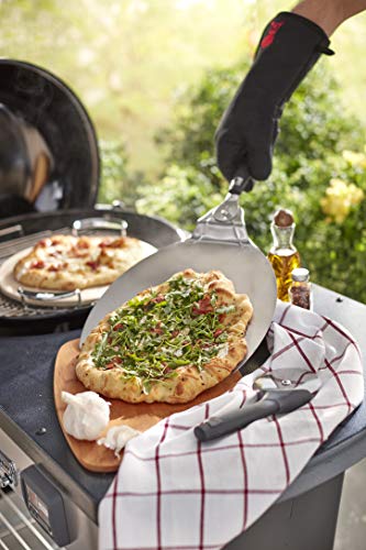 Weber® Pizzaheber, Pizzaschaufel, Pizzaschieber, aus Edelstahl, drehbarer Griff aus Gummi für platzsparende Aufbewahrung, für Pizza, Brot etc., 6691 - 5