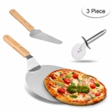 Weeygo Edelstahl-Radschneider mit Holzgriff, zum Backen von Pizza und Kuchen auf Ofen und Grill, 3 Stück, silberfarben - 1