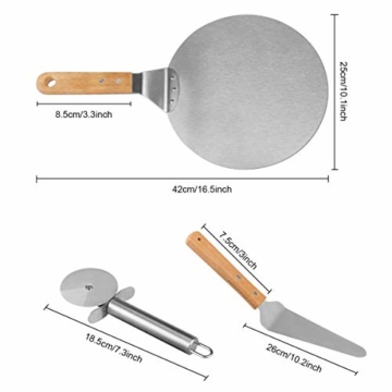 Weeygo Edelstahl-Radschneider mit Holzgriff, zum Backen von Pizza und Kuchen auf Ofen und Grill, 3 Stück, silberfarben - 7
