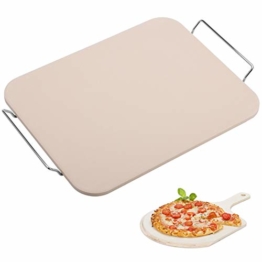 Westmark Pizzastein/Brotbackstein mit Untersatz, Maße: 38 x 30 cm, Rechteckig, Unglasierte Keramik, Beige, 32422260 - 1