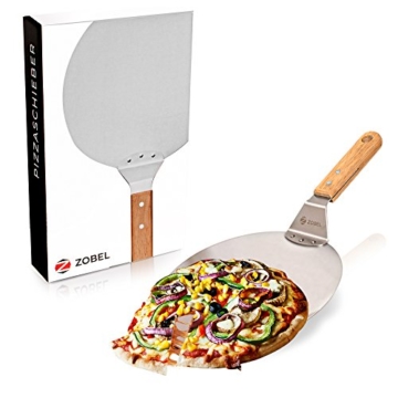 Zobel Pizzaschieber - Edelstahl Pizzaschaufel für eine extra angenehme Handhabung - Robuster Brotschieber mit Holzgriff für einen perfekten Halt I Flammkuchenbrett I Pizzaheber - 1